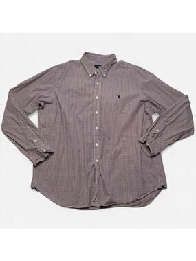 Ralph Lauren Button Down Red Blue Checkered Long Sleeve Shirt Men’s XXL